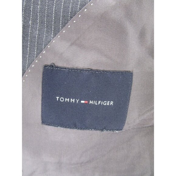 Tommy Hilfiger Jacket 40 Short Blazer Wool Sport Coat Business Striped - Picture 11 of 13